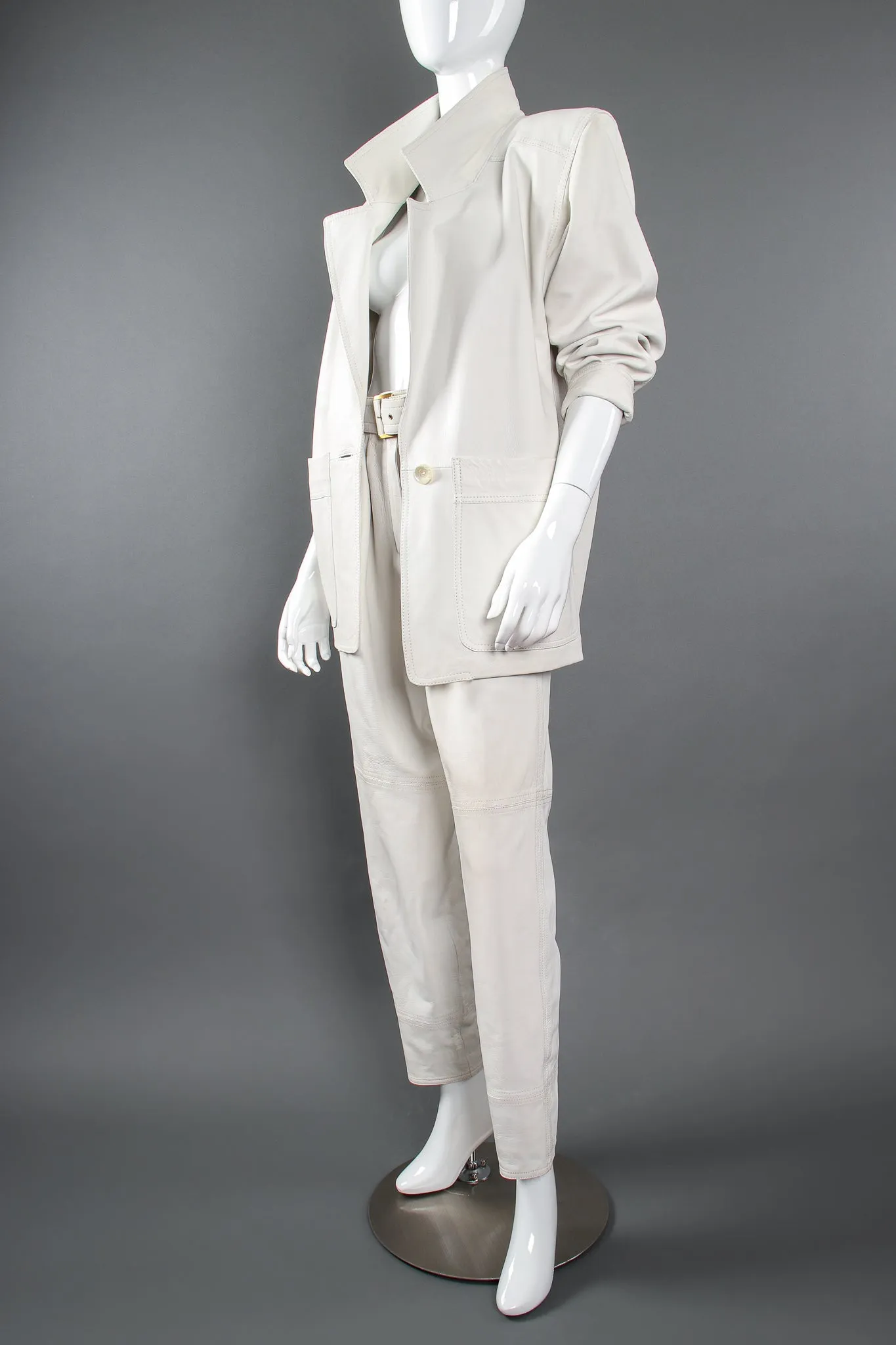 Belted Leather Pleat Pant