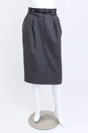 Belted Wool Pencil Skirt