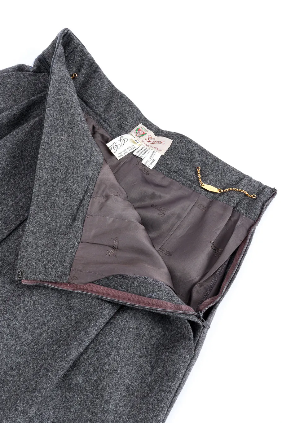 Belted Wool Pencil Skirt