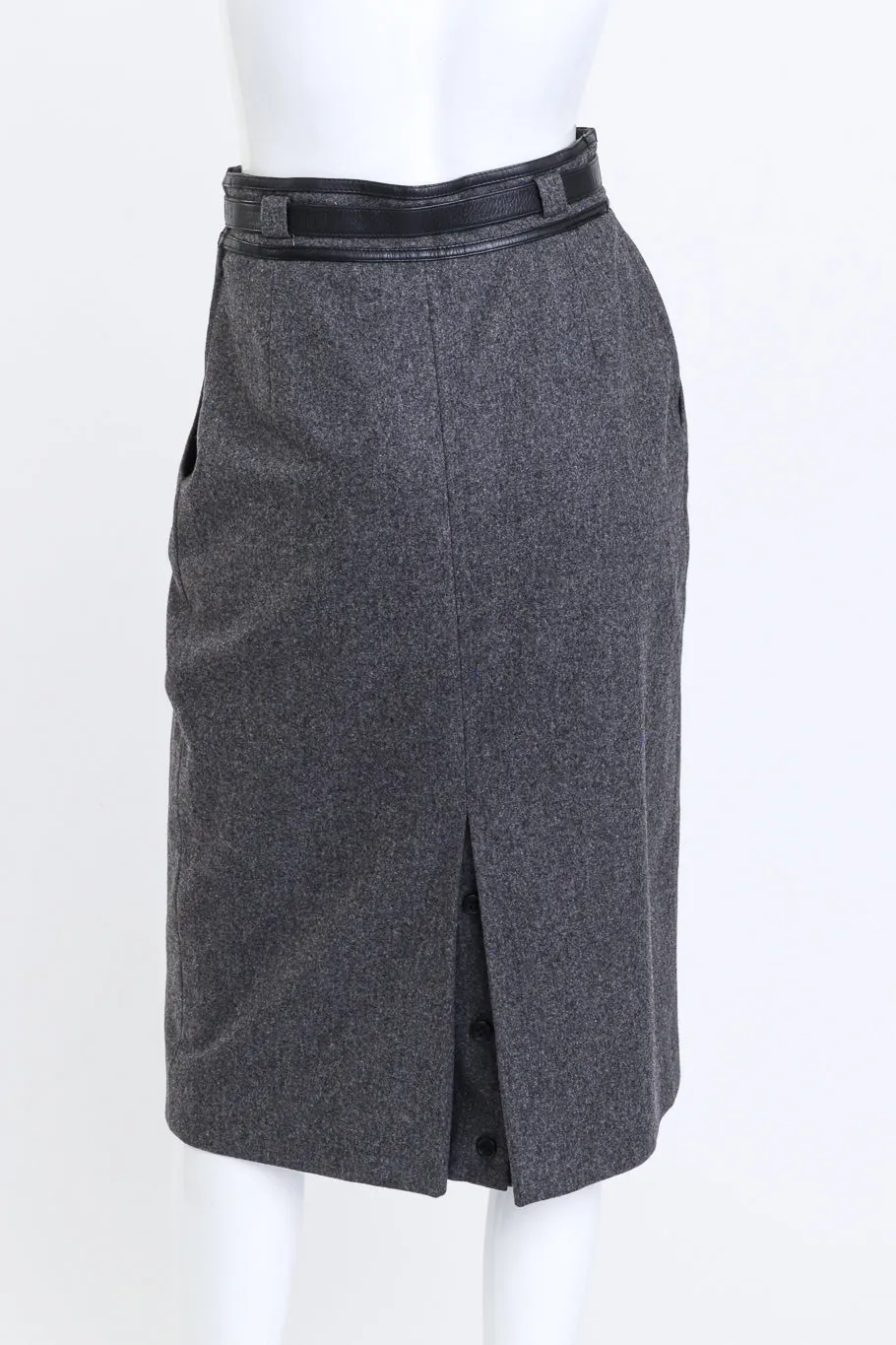 Belted Wool Pencil Skirt