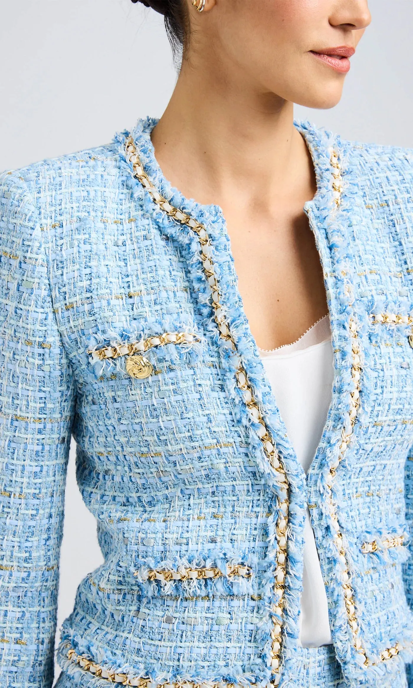 Betsy Tweed Blazer - Sky Blue