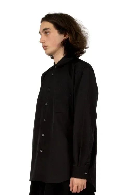 Black Peter Pan Collar Woven Mens Shirt