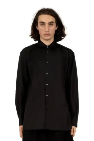 Black Peter Pan Collar Woven Mens Shirt