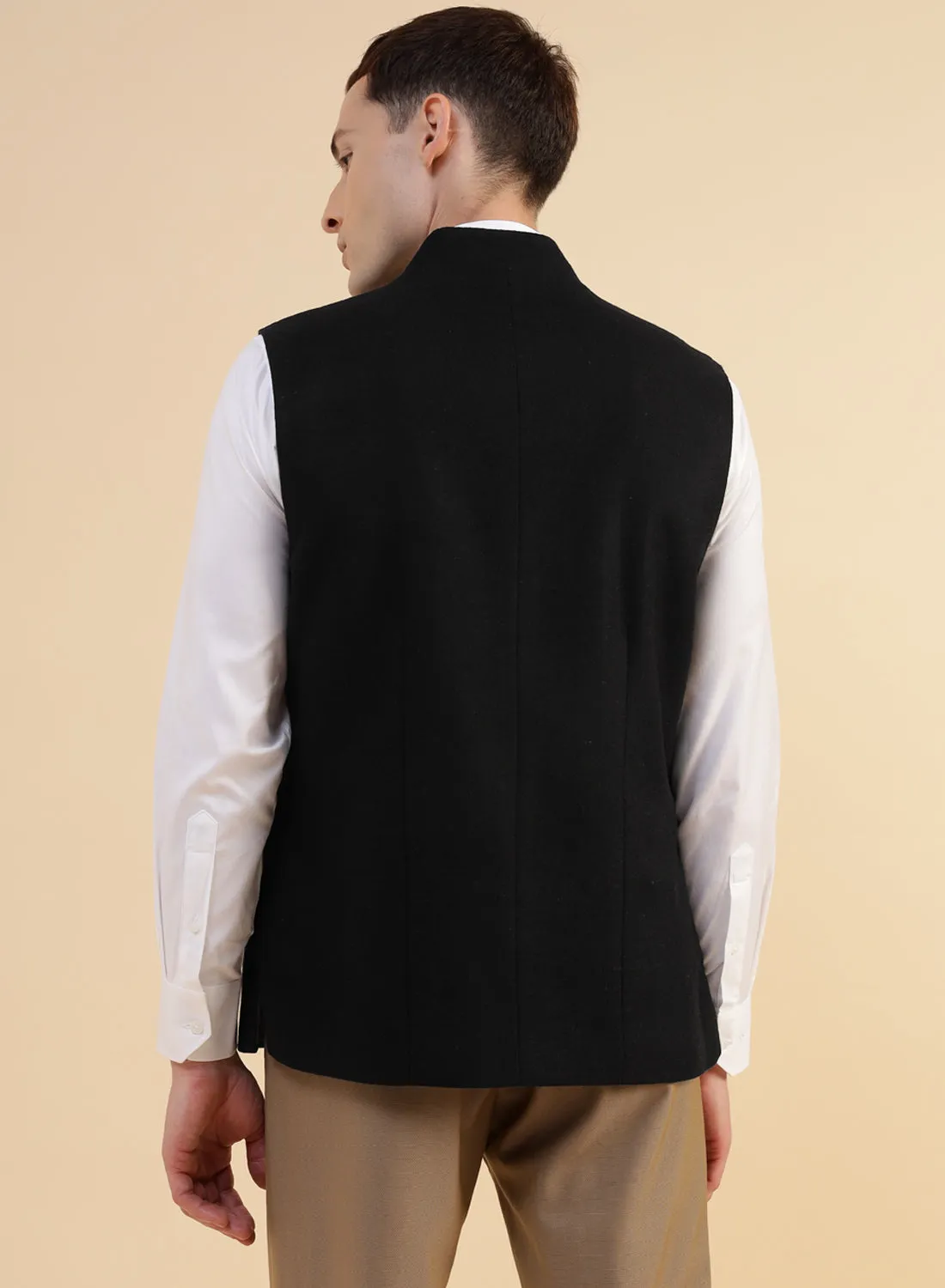 Black Tweed Nehru Jacket