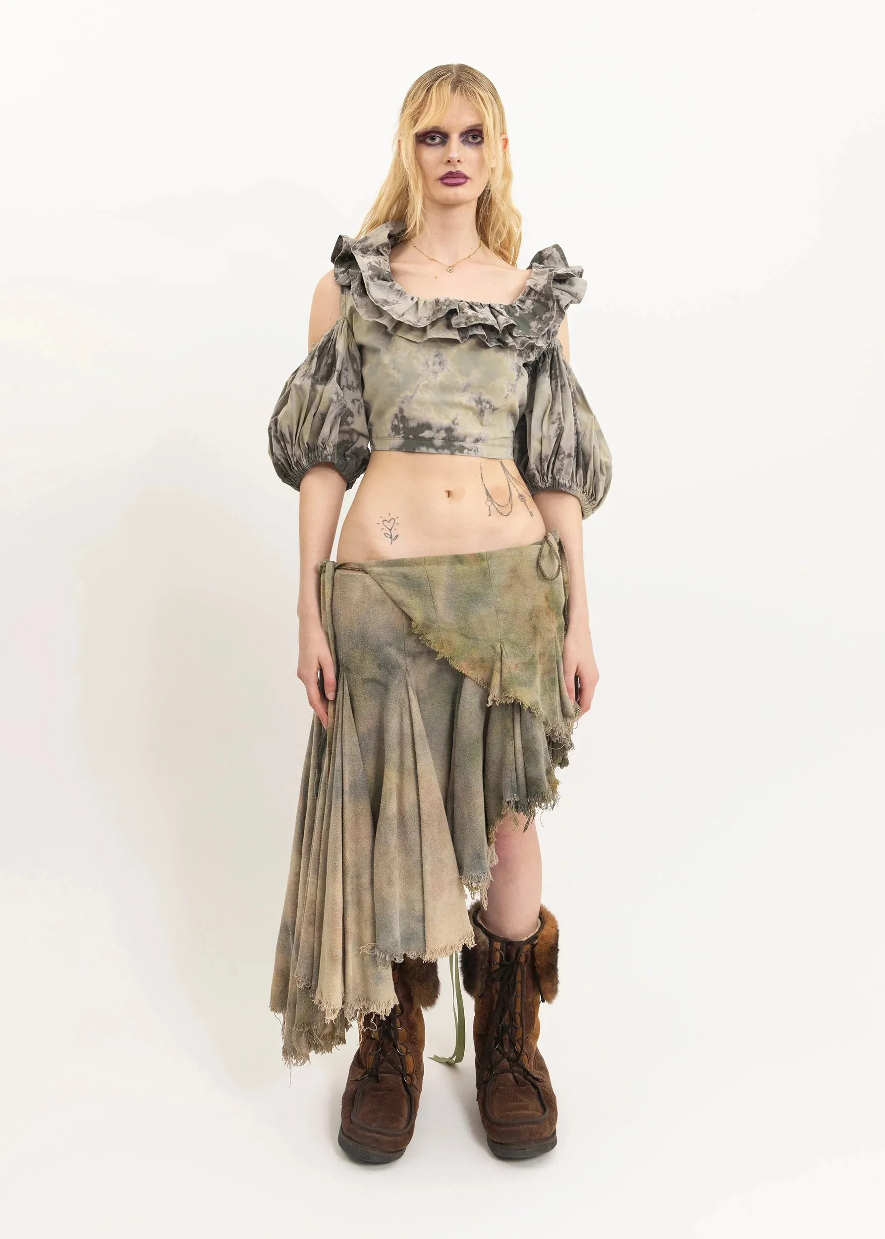 Bleached puff sleeve faerie top