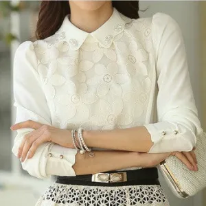 Blouses Shirts Women Tops Chiffon Blouse Ladies Blouses White For Women