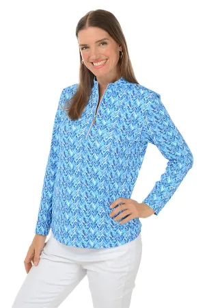 Blue Chevron Mock Neck UPF50  Top