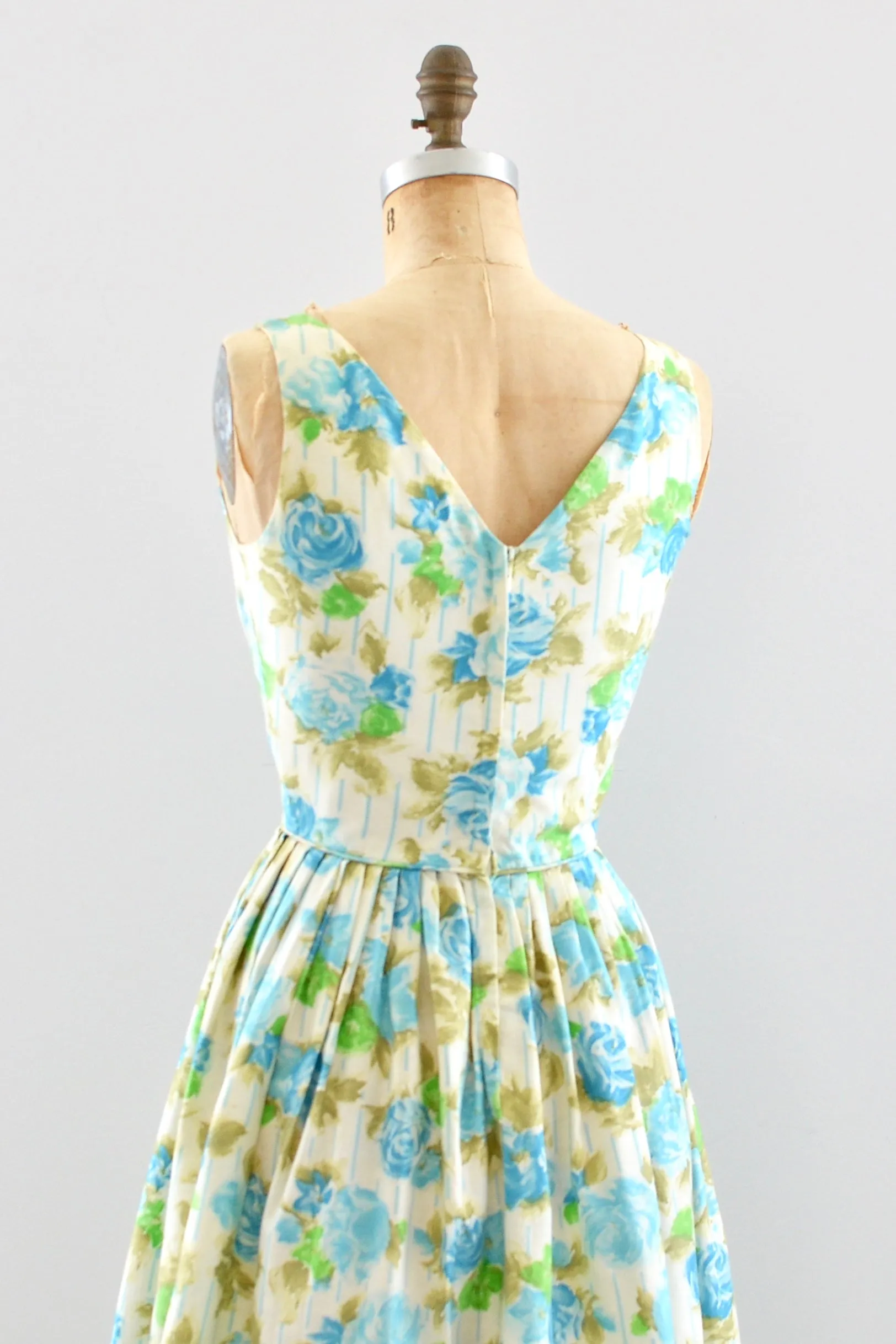 Blue Rose Print Dress / XS