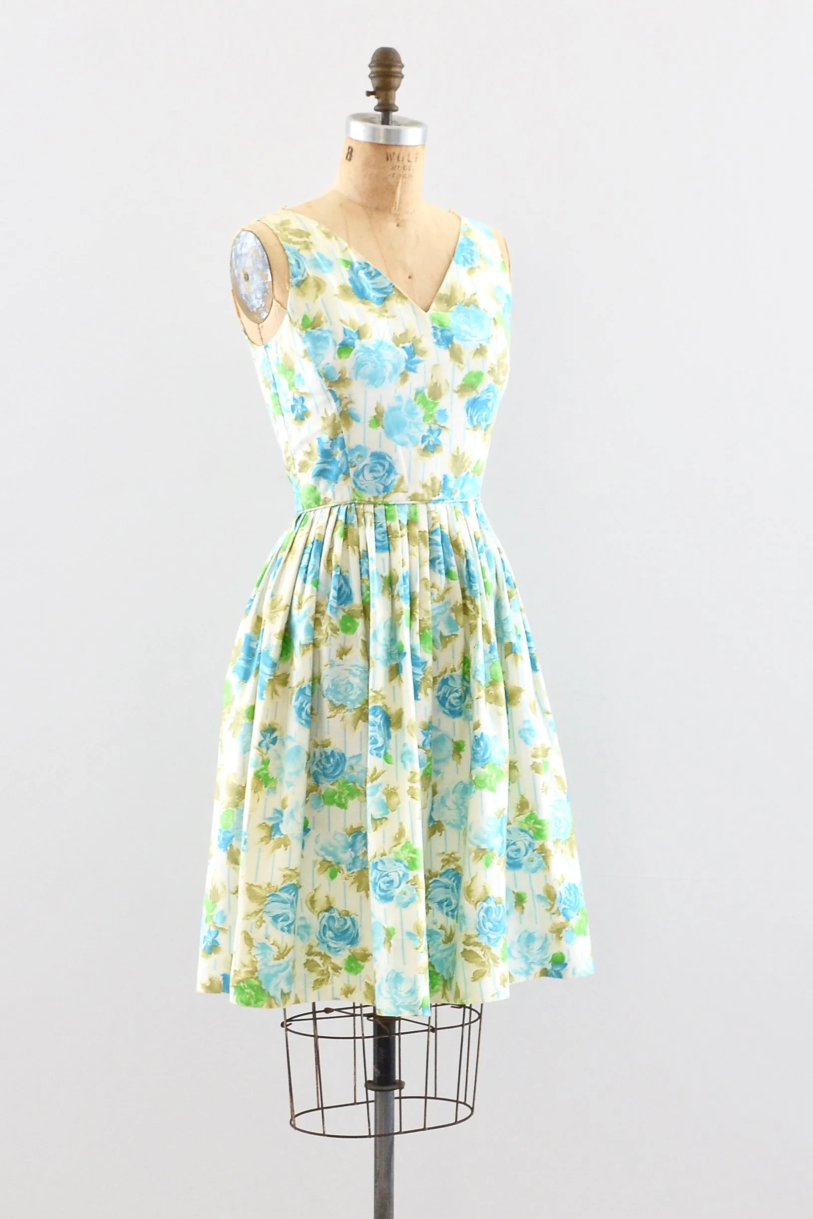 Blue Rose Print Dress / XS