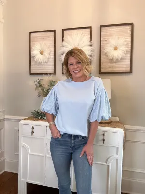 Blue Skies Puff Sleeve Top | Lt. Blue
