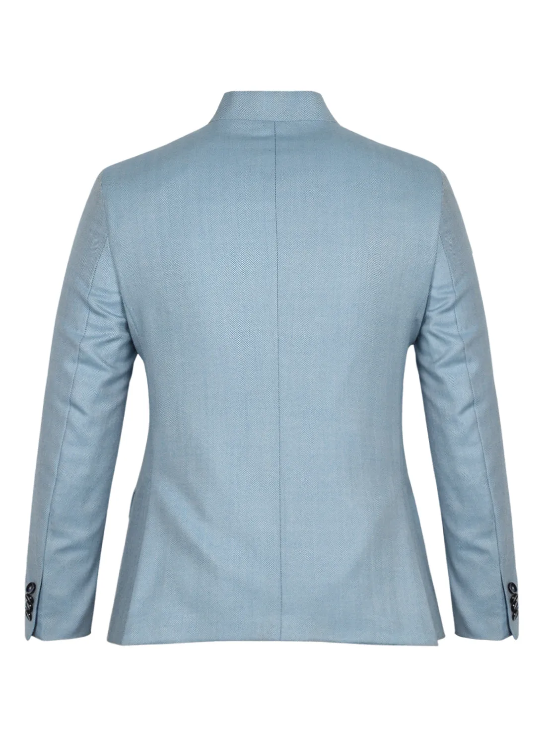 Blue Tweed Solid Bandhgala Jacket