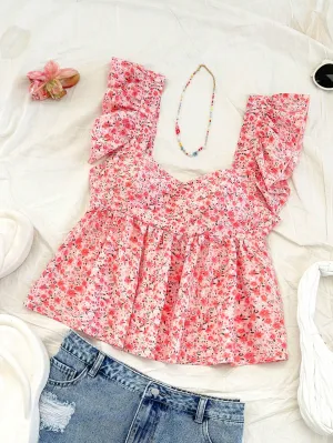 Blusa de cuello Peter Pan floral para mujer  CR