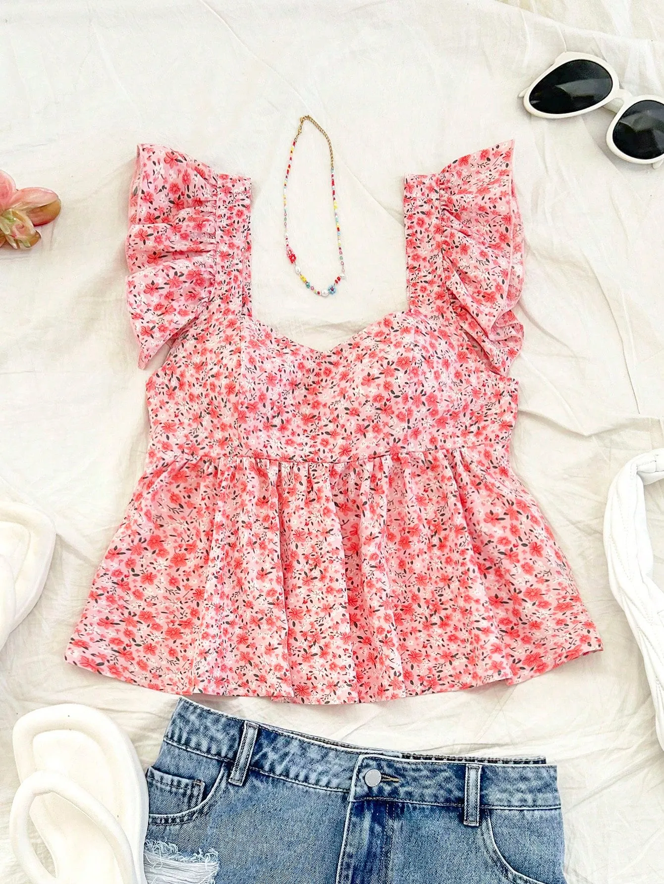 Blusa de cuello Peter Pan floral para mujer  CR