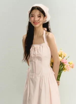 Blush Cottagecore Halter Dress