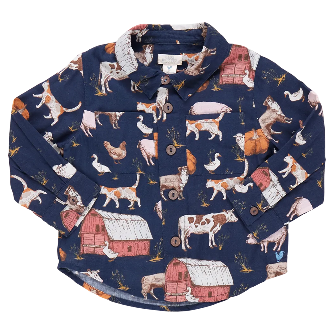 Boys Jack Shirt - On The Farm ||  Pink Chicken