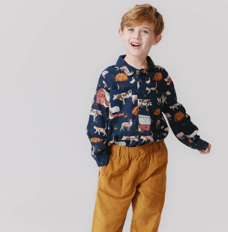 Boys Jack Shirt - On The Farm ||  Pink Chicken