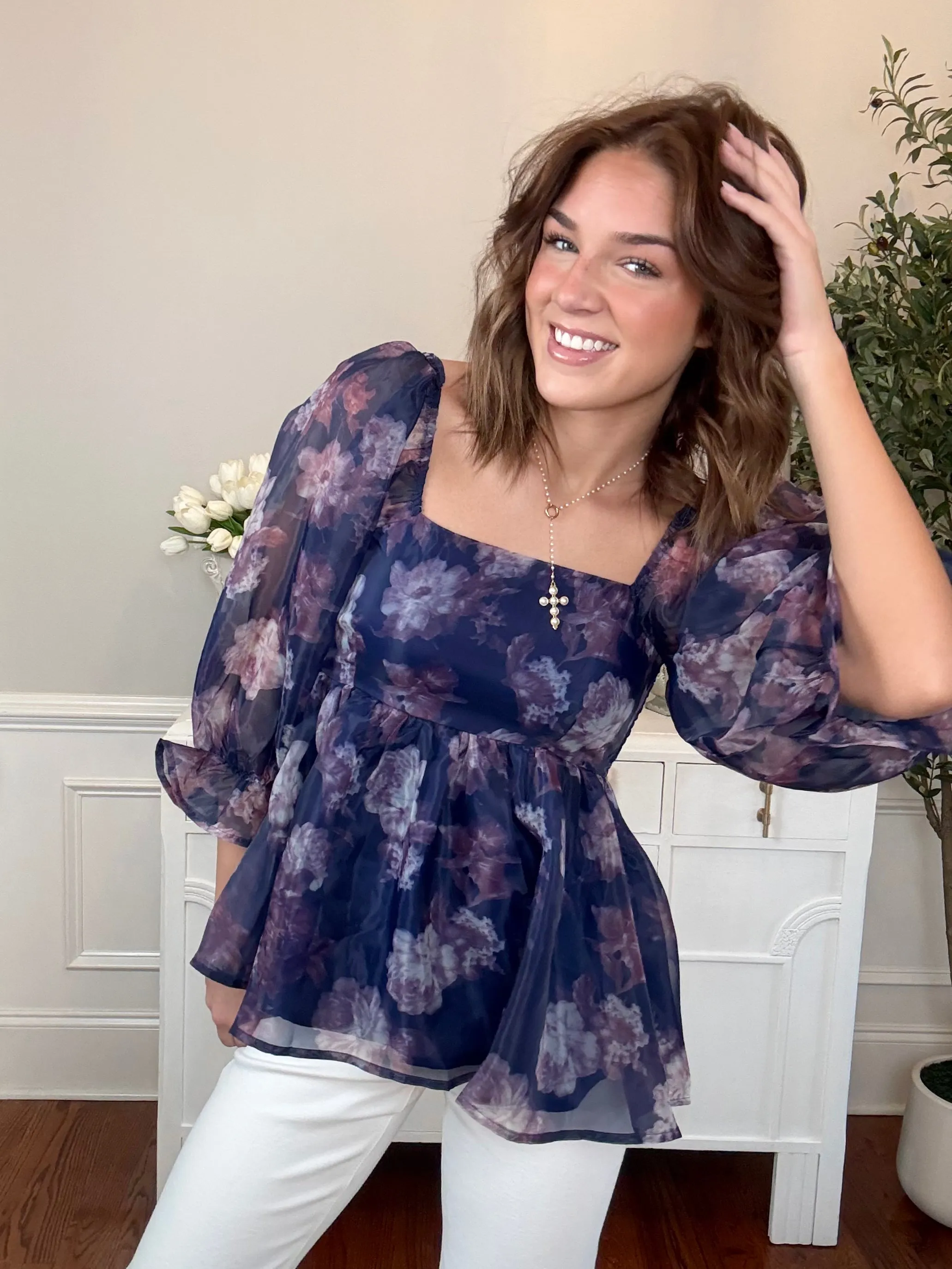 Breaking Hearts Peplum Top | Violet