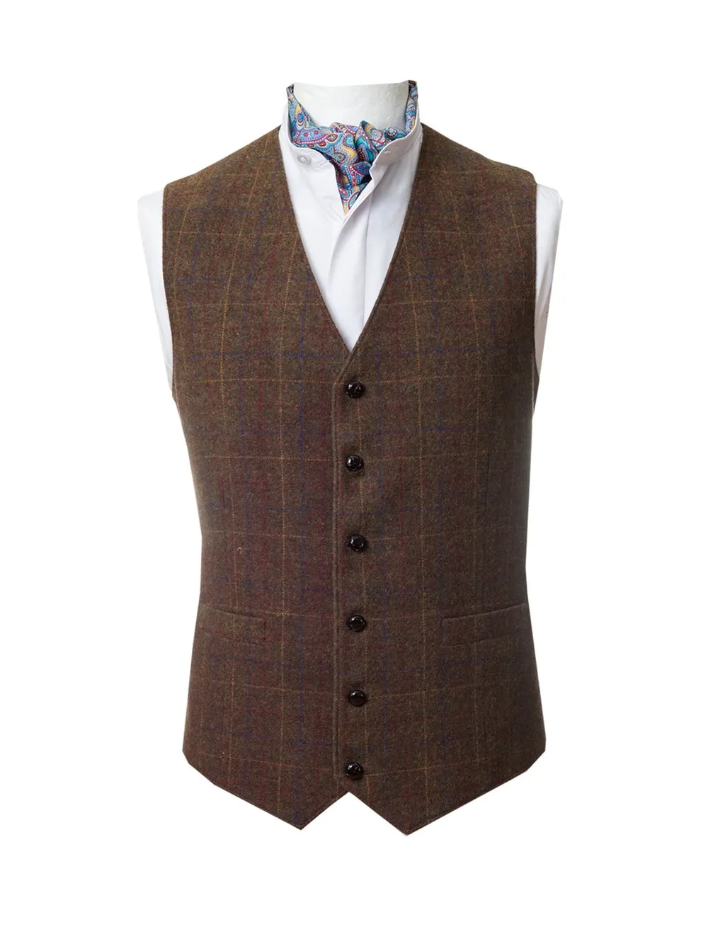 Brown Check Tweed  Waistcoat