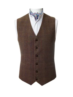 Brown Check Tweed  Waistcoat