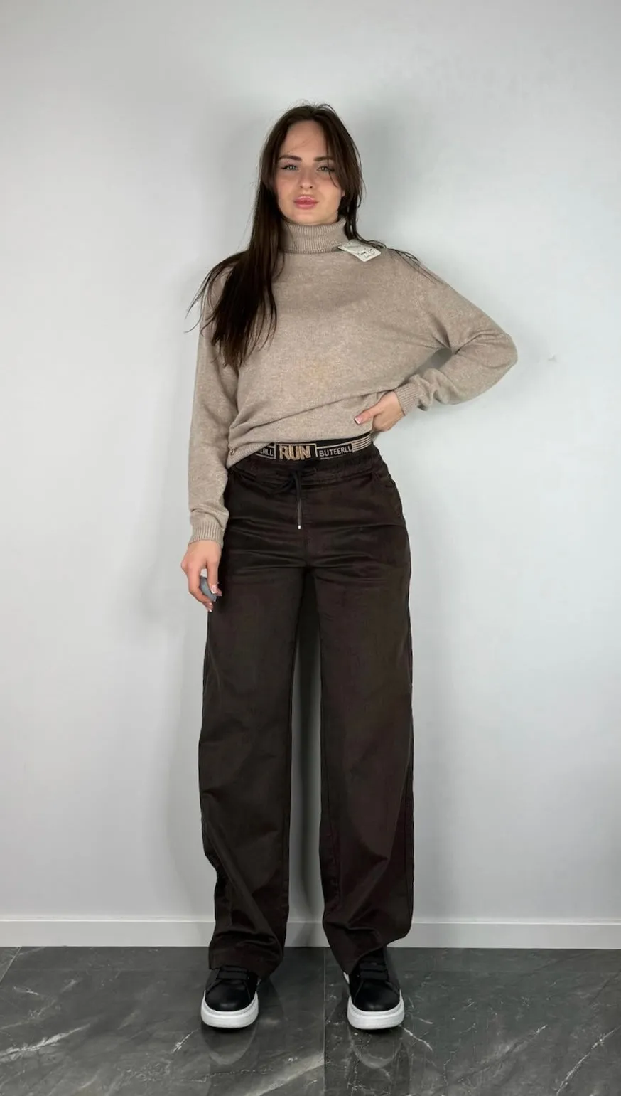 Brown VELVET PALAZZO PANTS