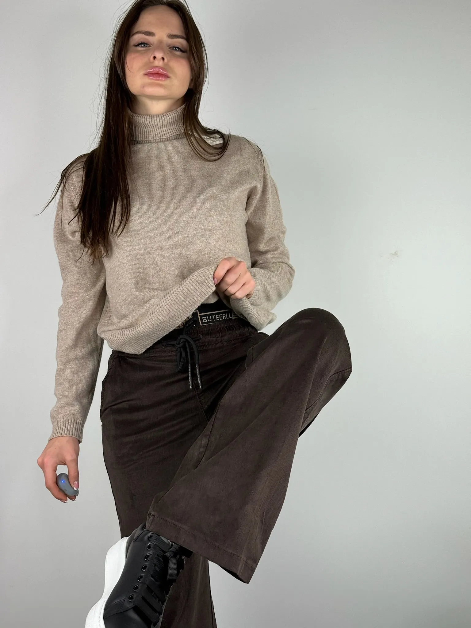 Brown VELVET PALAZZO PANTS