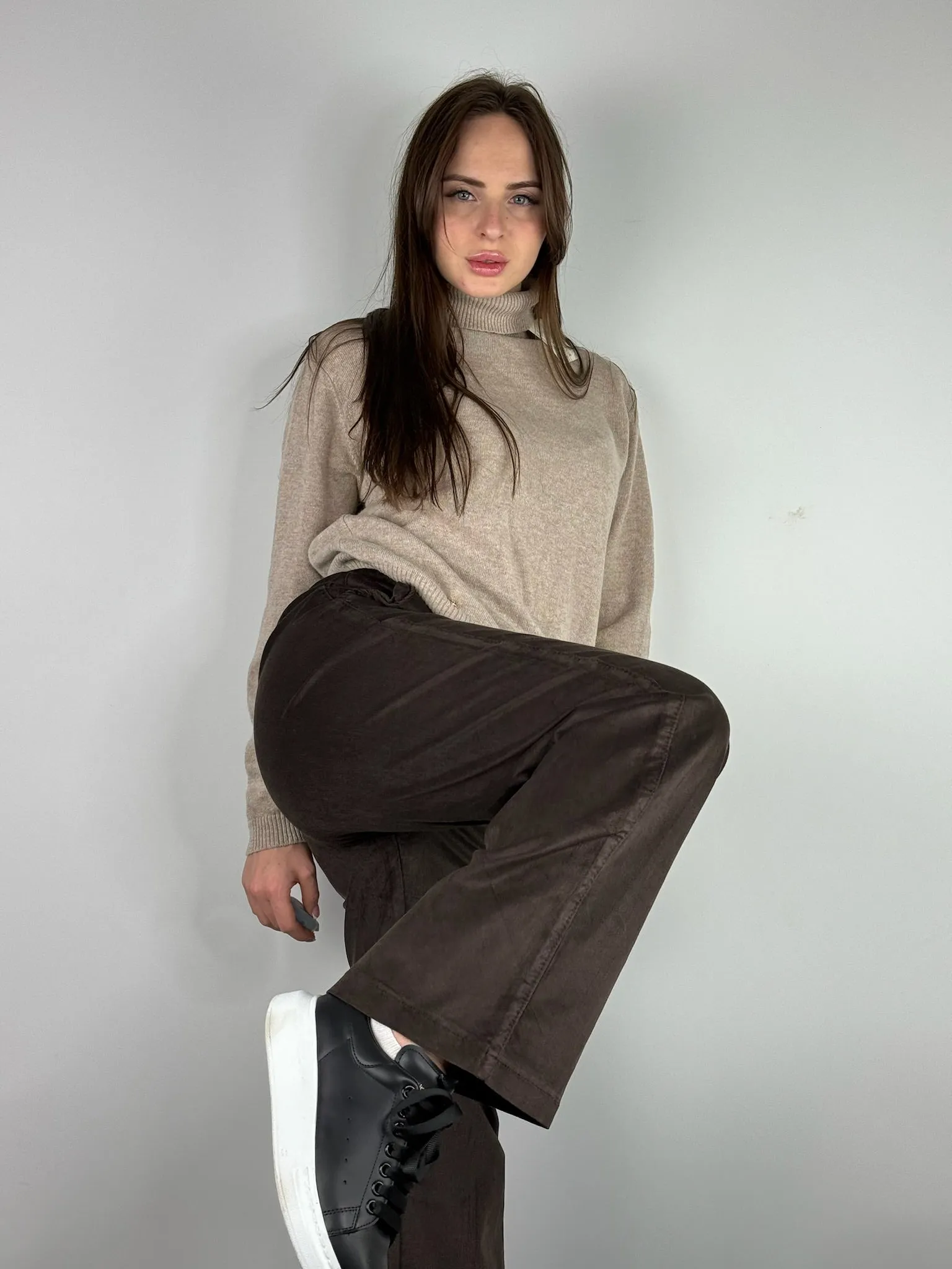 Brown VELVET PALAZZO PANTS