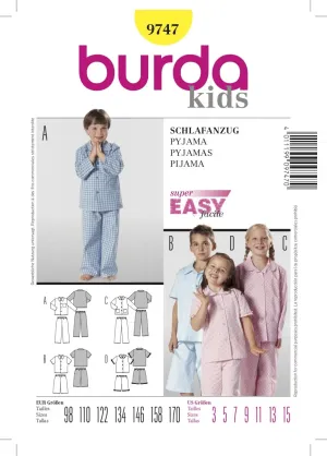 Burda Pattern 9747 Pyjama (3-15)
