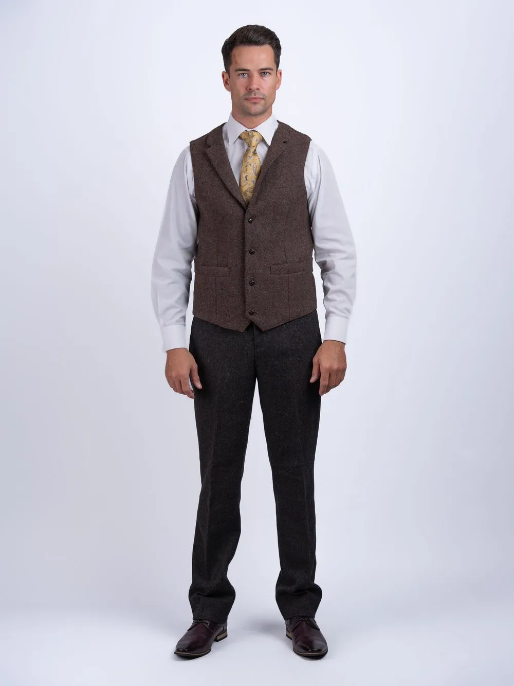 Burns Barleycorn Brown Waistcoat with Revere