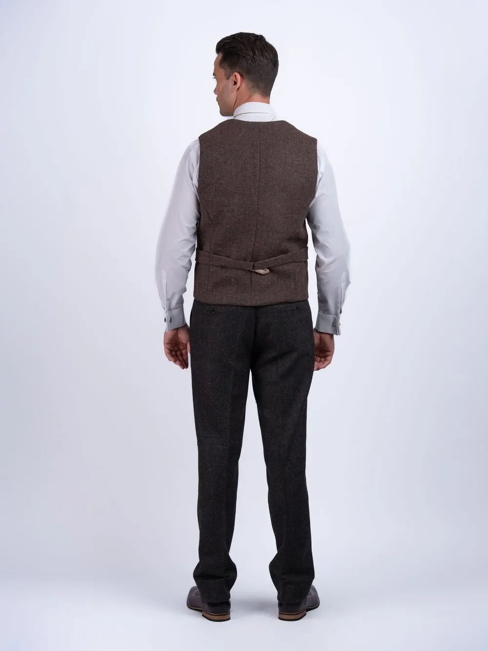 Burns Barleycorn Brown Waistcoat with Revere