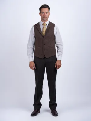Burns Barleycorn Brown Waistcoat with Revere