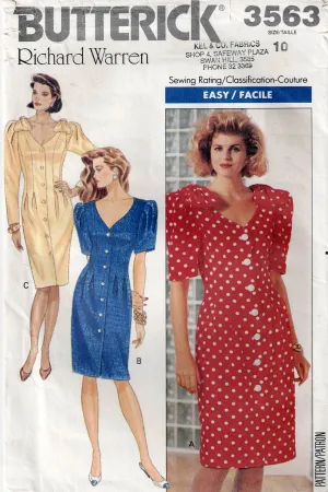 Butterick 3563 Womens Pleated Evening Sheath Dress 1980s Vintage Sewing Pattern Size 10 Bust 32.5 inches UNCUT Factory Folded