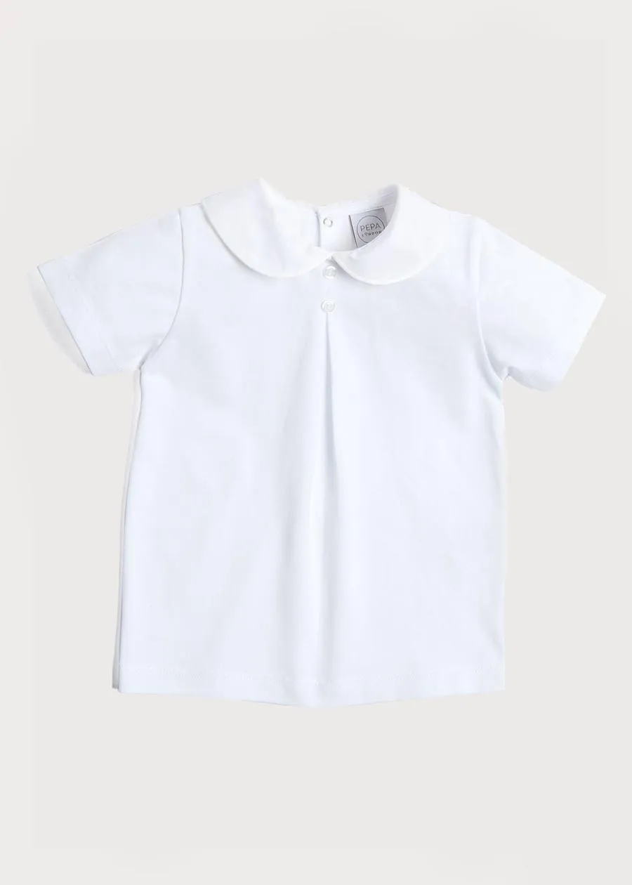 Button Detail Cotton Top in White (2-6yrs)