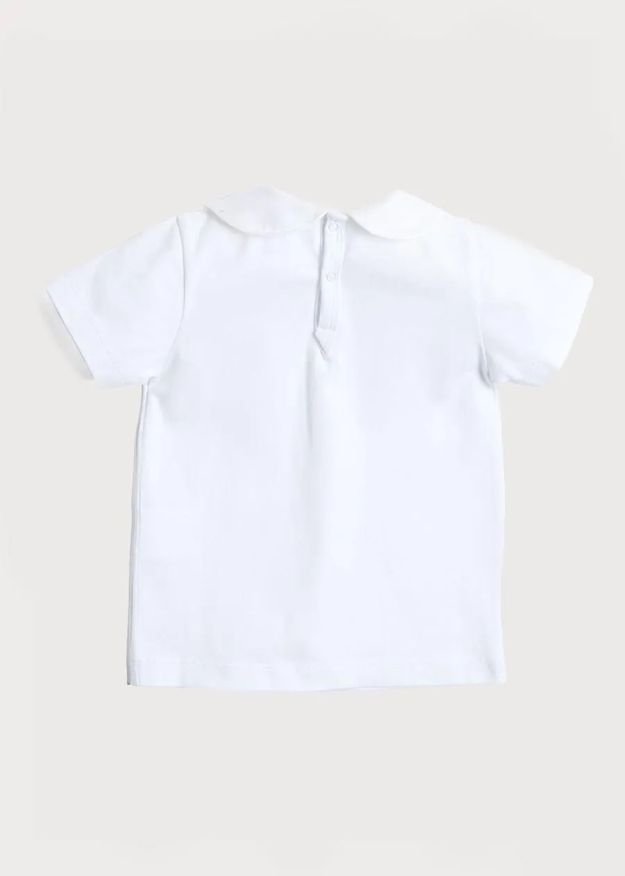 Button Detail Cotton Top in White (2-6yrs)