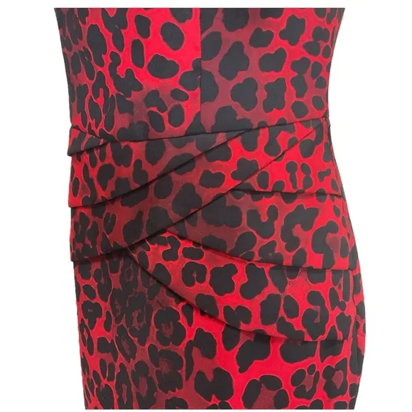 Caché Leopard Print Belted Sheath Dress