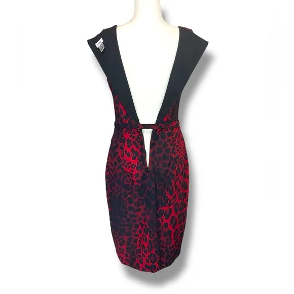 Caché Leopard Print Belted Sheath Dress