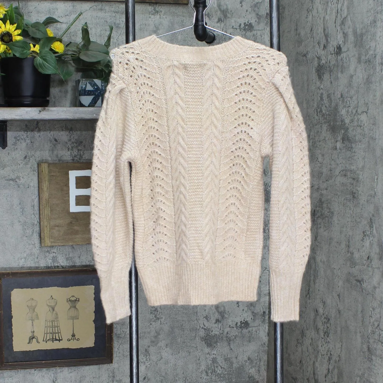 Calvin Klein Pointelle Mixed Stitch Sweater M2XSB716 Blush Combo Brown Pink XS