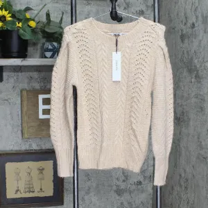 Calvin Klein Pointelle Mixed Stitch Sweater M2XSB716 Blush Combo Brown Pink XS