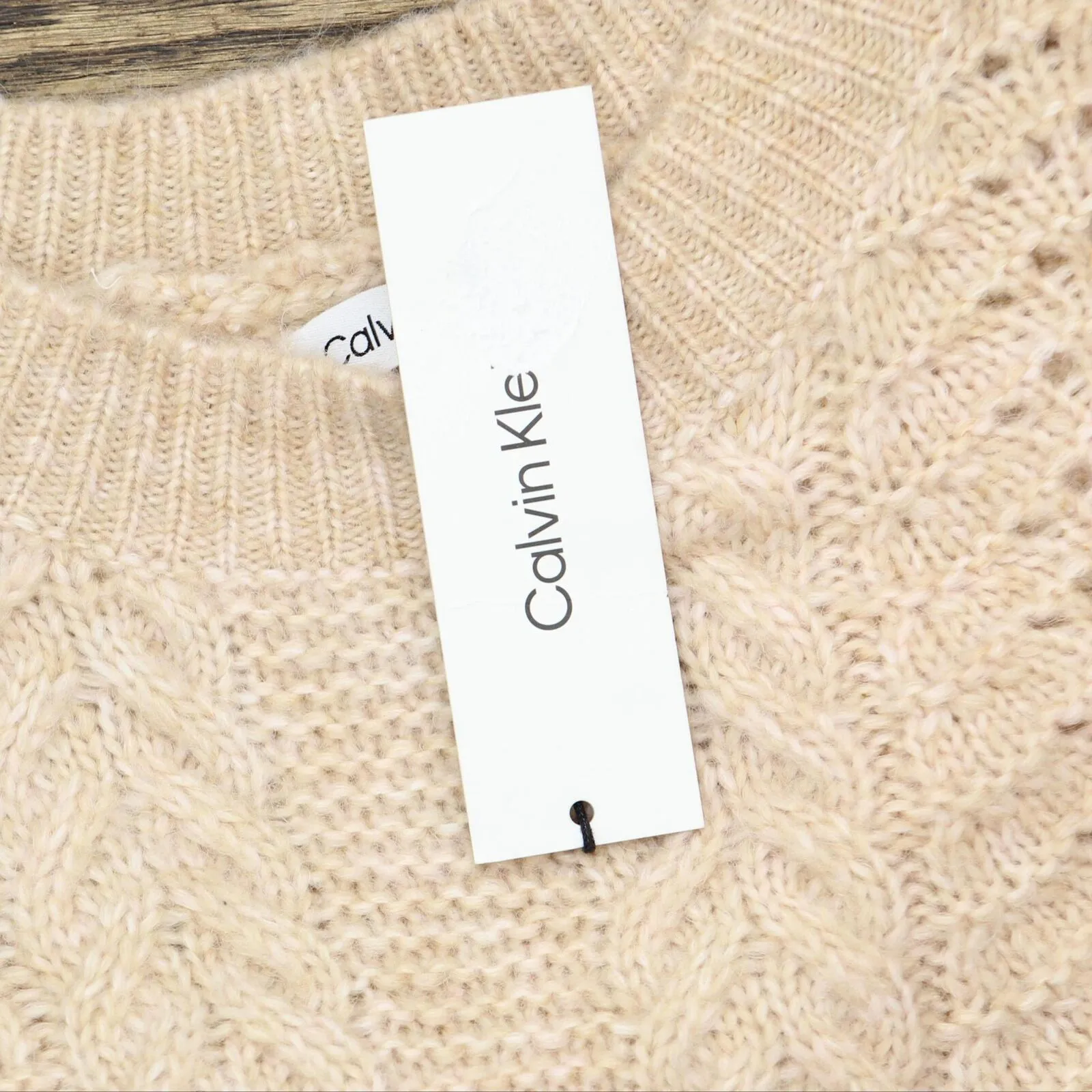 Calvin Klein Pointelle Mixed Stitch Sweater M2XSB716 Blush Combo Brown Pink XS