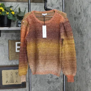 Calvin Klein Womens Space Dye Ombre Pullover Sweater Cranberry Combo L