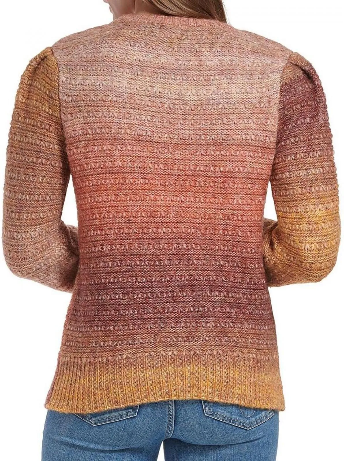 Calvin Klein Womens Space Dye Ombre Pullover Sweater Cranberry Combo L