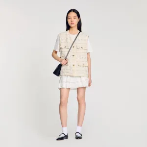 Camelia Sleeveless Tweed Jacket Ecru / Lurex