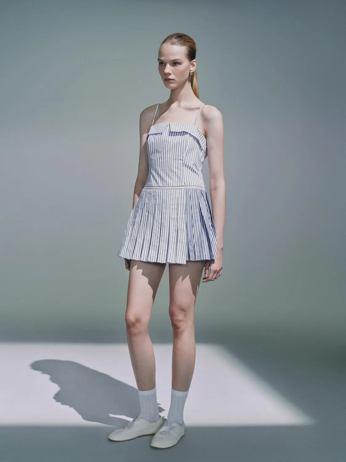 Cami Pleated Striped A-Line Dresses