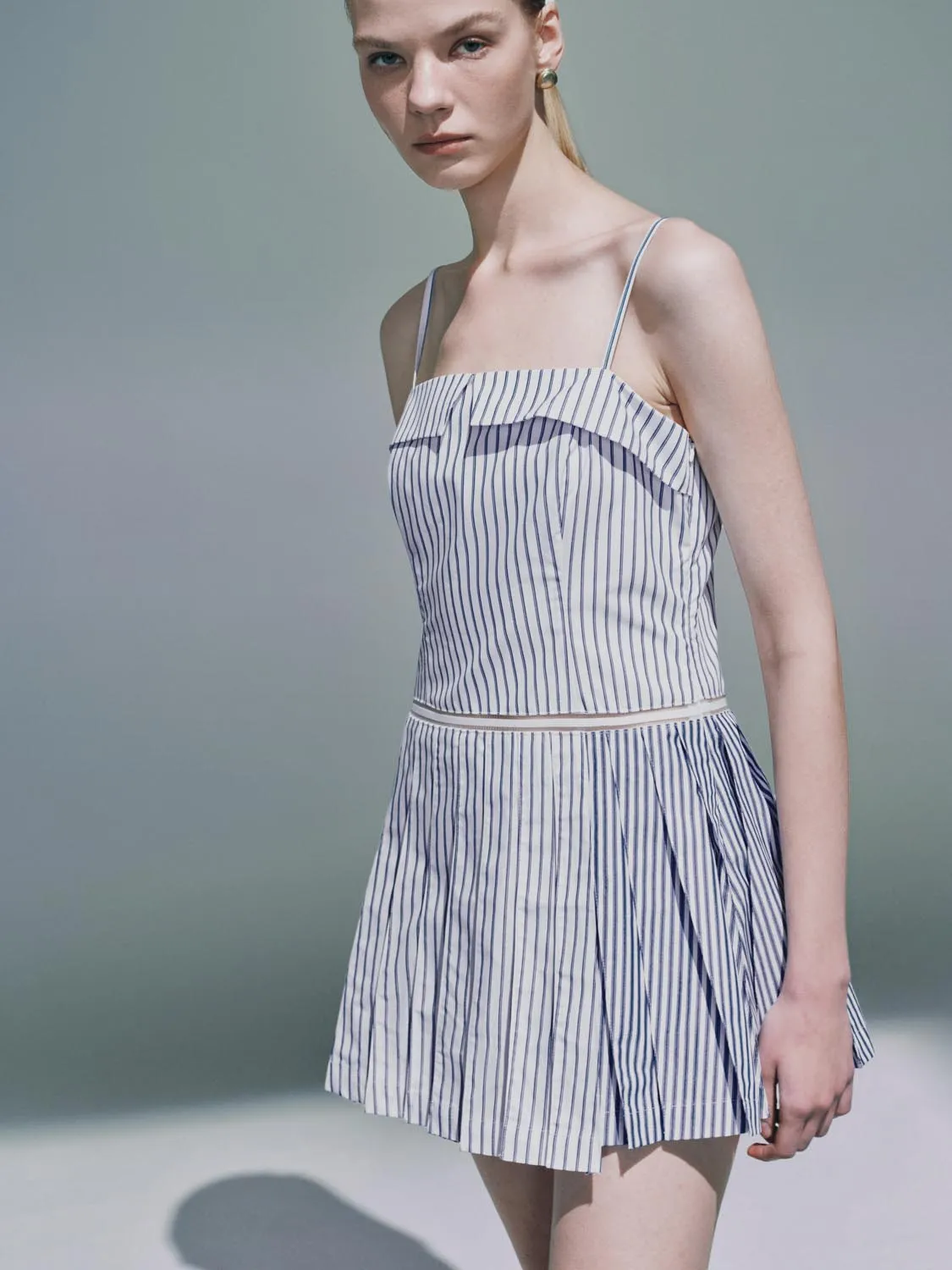 Cami Pleated Striped A-Line Dresses