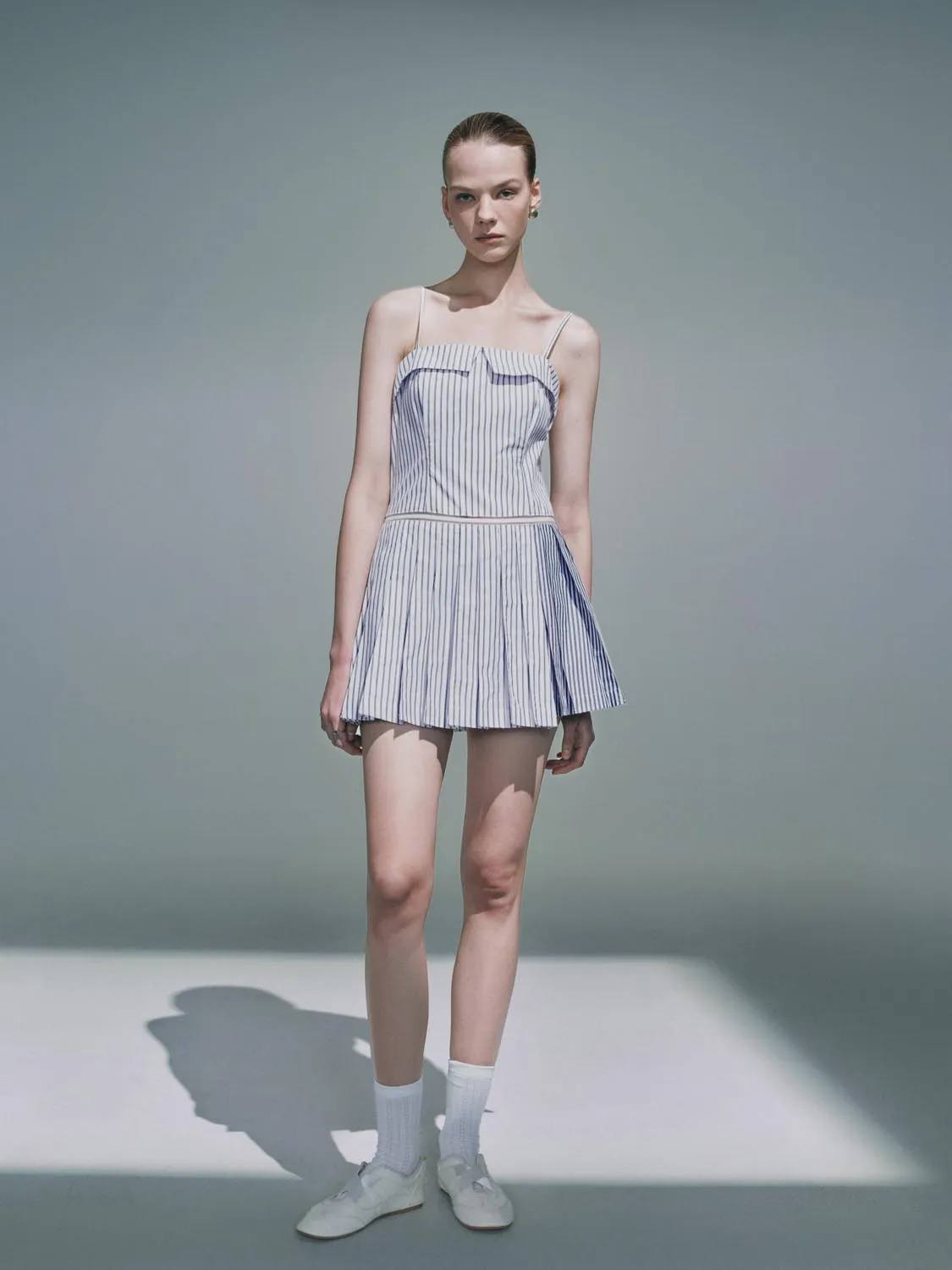 Cami Pleated Striped A-Line Dresses