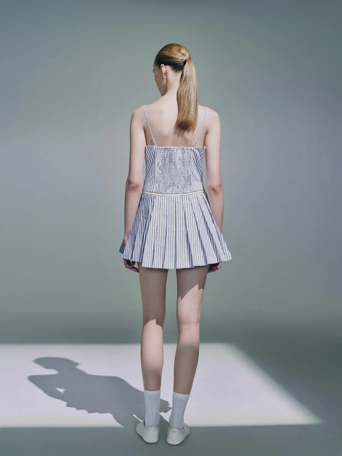 Cami Pleated Striped A-Line Dresses
