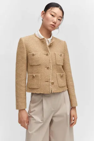 Casual button-down tweed ladies coat - Lightweight and breathable material - Lightweight and breathable material