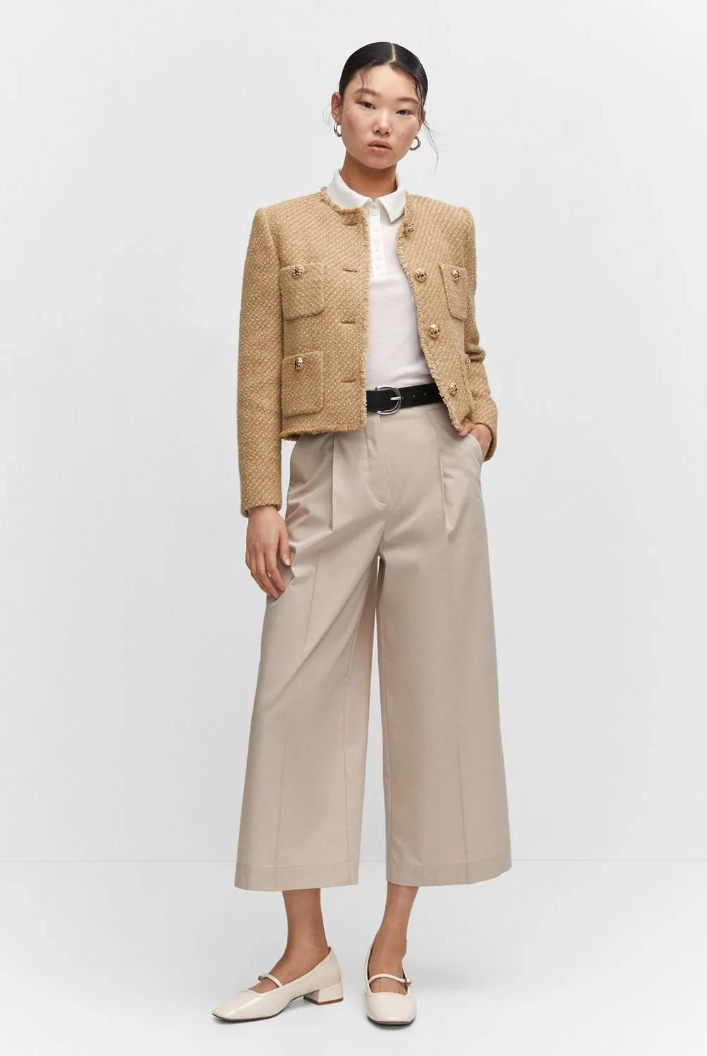 Casual button-down tweed ladies coat - Lightweight and breathable material - Lightweight and breathable material