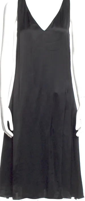 Celine Paris. PHOEBE PHILO. Vintage Black Viscose V-Neck Midi Length Dress