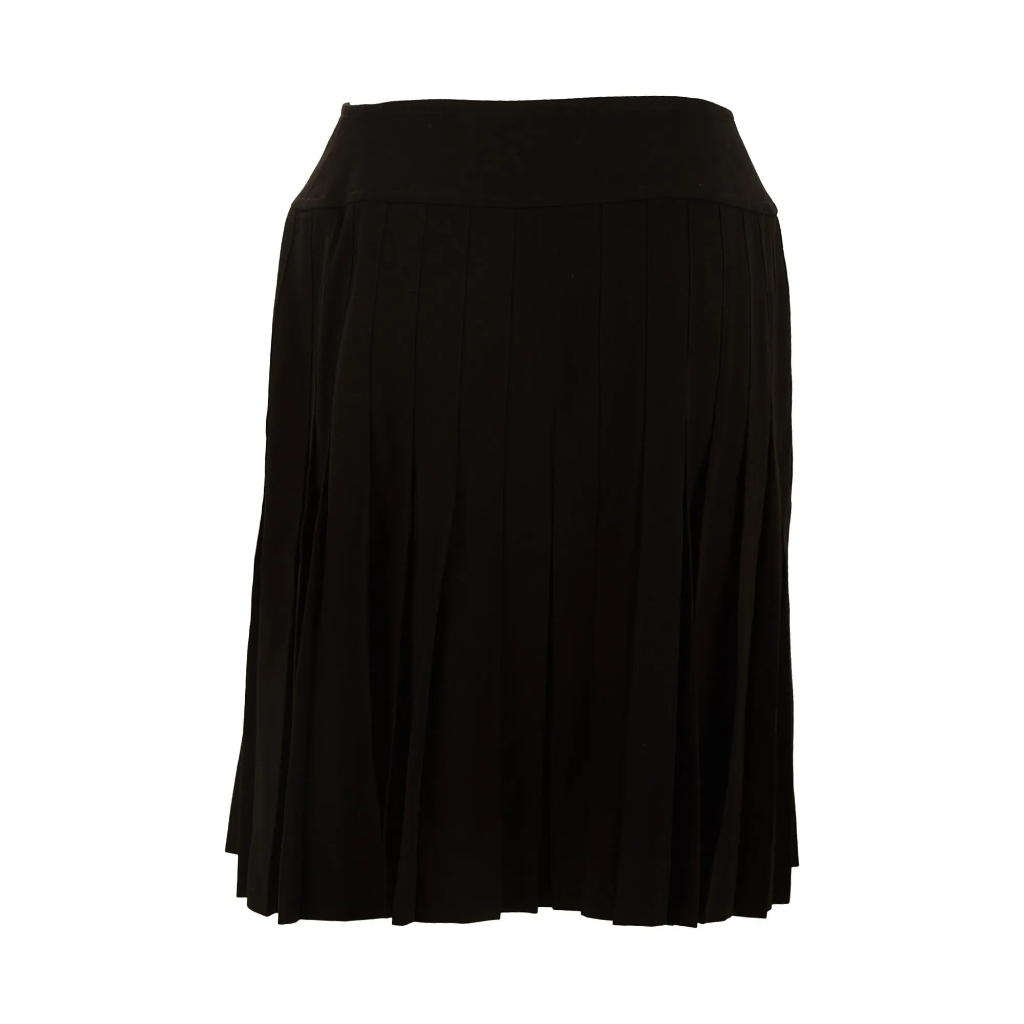 Chanel Black Logo Button Pleated Skirt
