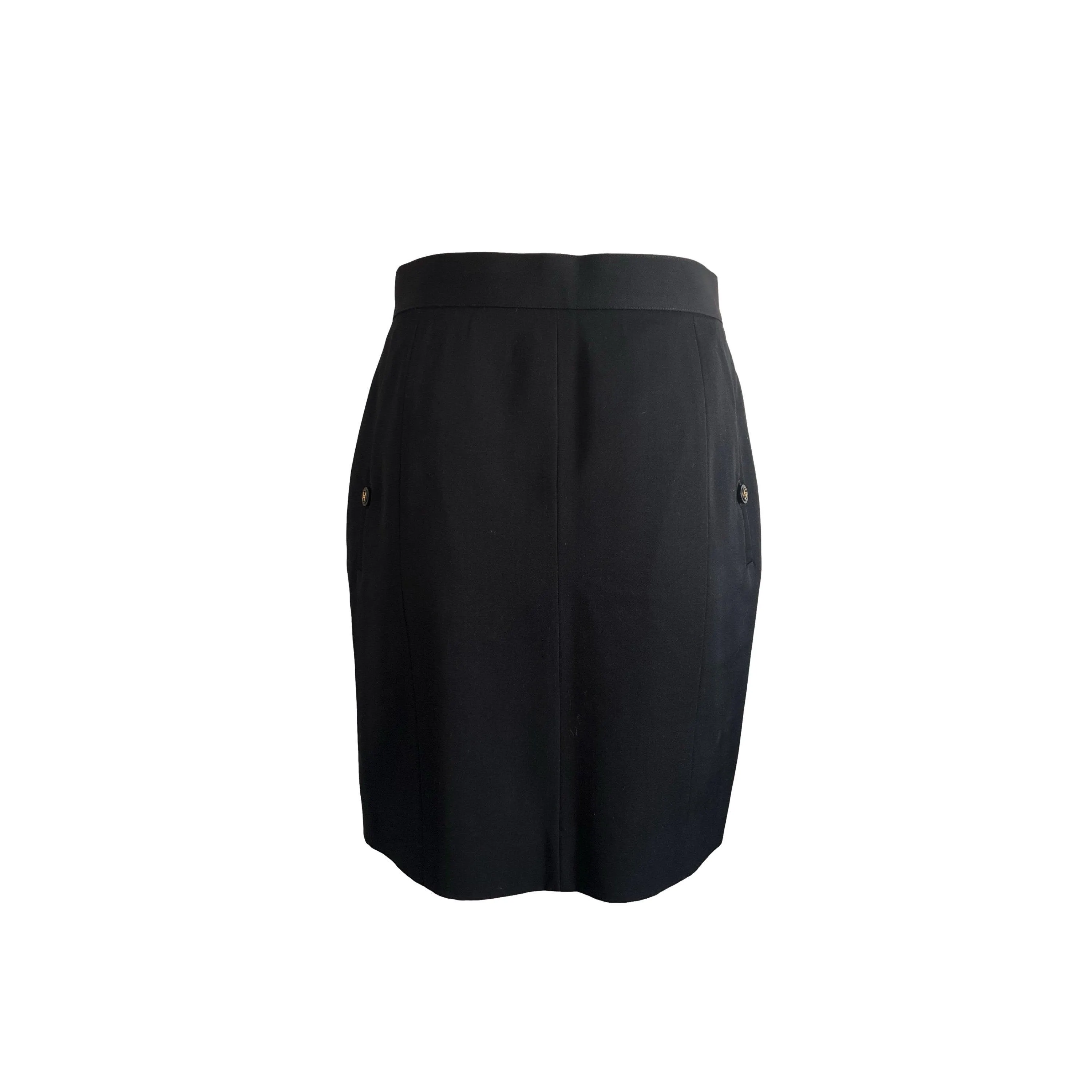 Chanel Black Pleated Skirt